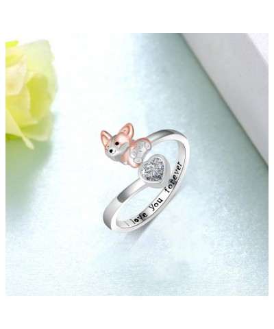 Corgi Ring for Women 925 Sterling Silver Corgi Open Rings Cute Adjustable Dog Ring Corgi Gifts Corgi Gifts for Corgi Lovers $...