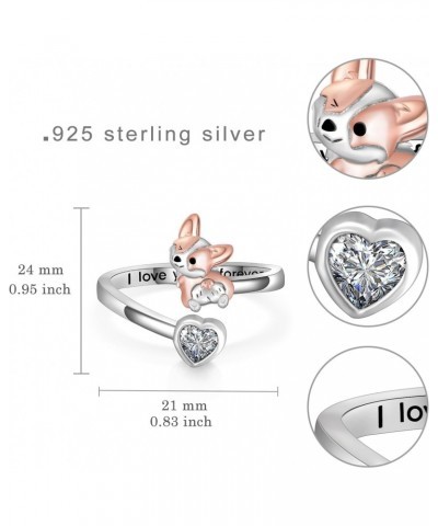 Corgi Ring for Women 925 Sterling Silver Corgi Open Rings Cute Adjustable Dog Ring Corgi Gifts Corgi Gifts for Corgi Lovers $...