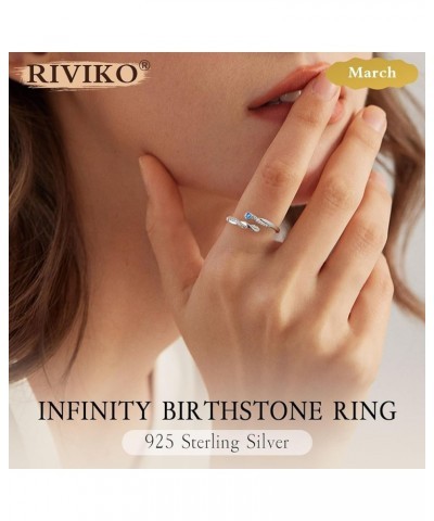 Infinity Symbol Birthstone Open Ring for Women Adjustable 925 Sterling Silver Rings Comfort Fit Size 6-9 Women Birthday Anniv...