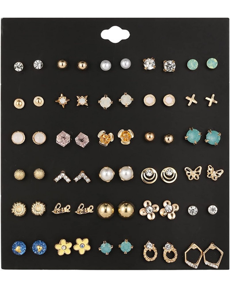 Fashion Earring Set Pendants Earring 30 Pairs of Pearl Earring Crystal Ear Studs $7.01 Earrings