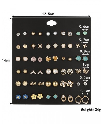 Fashion Earring Set Pendants Earring 30 Pairs of Pearl Earring Crystal Ear Studs $7.01 Earrings