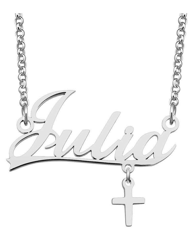 Custom Stainless Steel Pendant Customized Plate Silver Personalized Name Necklace Julia $10.31 Necklaces