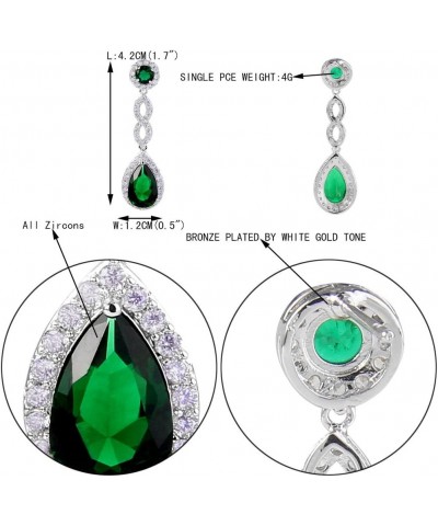 Women's Cubic Zirconia 8 Shape Infinity Bridal Pierced Dangle Earrings Silver-Tone Green $10.75 Earrings