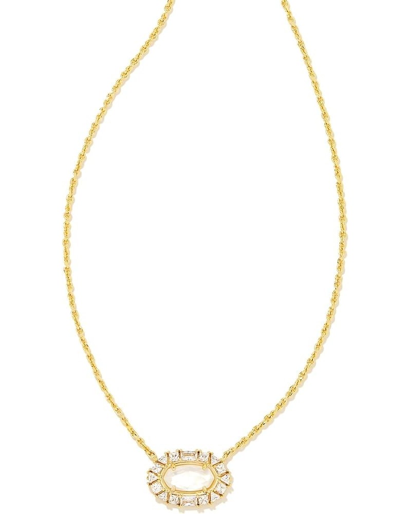 Elisa Crystal Frame Short Pendant Necklace One Size Gold Ivory Mother-Of-Pearl $32.80 Necklaces