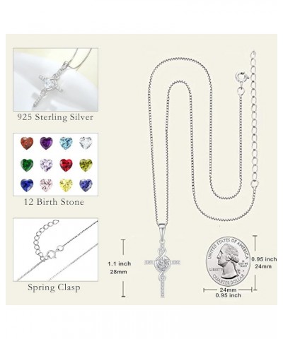 Cross Infinity Necklace 925 Sterling Silver Heart Birthstone Pendant Jewelry Christian Gift for Women Her Created Sapphire $3...