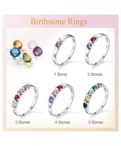 Personalized Mom Rings with 1-5 Birthstones Names Engraved Sterling Silver Size 5-11 Mother's Daughter Grandma Ring Customize...