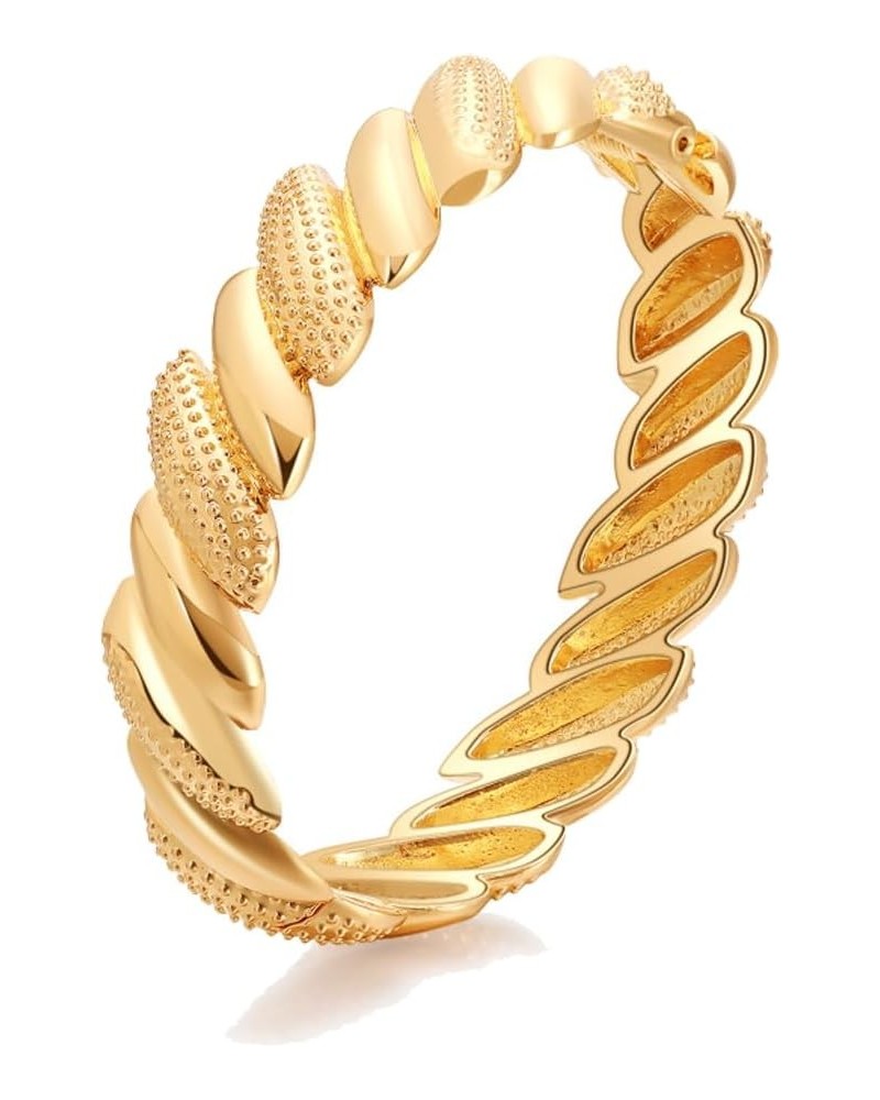 18K Gold Bangle Bracelets for Women Trendy Wide Chunky Cuff Bracelets Hammered Irregular Wrist Cuff Wrap Bracelet A $11.99 Br...