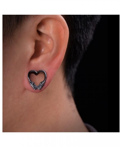 1 Pair Double Flared Ear Gauges Heart Shape Zircon Ear Tunnels Plugs Flesh Stretchers Expander Piercing Body Jewelry 0g-1"(8m...