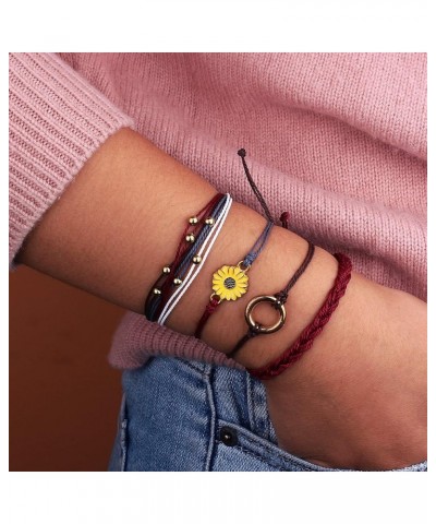 Sunflower String Bracelet Handmade Braided Rope Charms Boho Surfer Bracelet for Teen Girls Women Wine $7.50 Bracelets