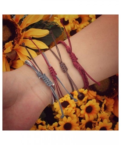 Sunflower String Bracelet Handmade Braided Rope Charms Boho Surfer Bracelet for Teen Girls Women Wine $7.50 Bracelets