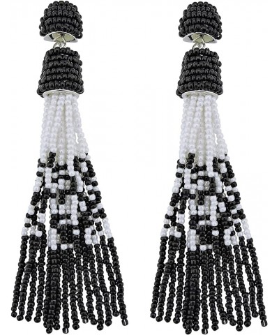 Handmade Beads Tassels Fringe Dangle Drop Earrings For Women (ER1093) Black $14.49 Earrings