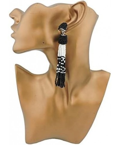 Handmade Beads Tassels Fringe Dangle Drop Earrings For Women (ER1093) Black $14.49 Earrings