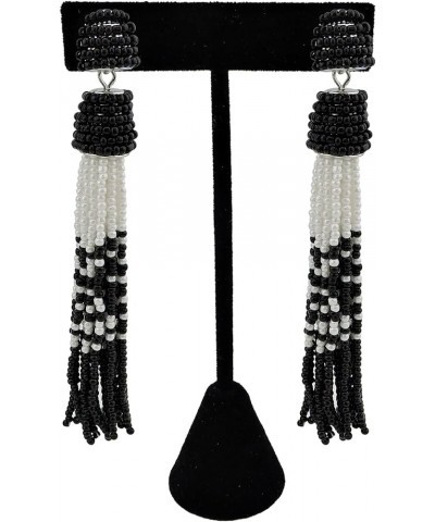 Handmade Beads Tassels Fringe Dangle Drop Earrings For Women (ER1093) Black $14.49 Earrings