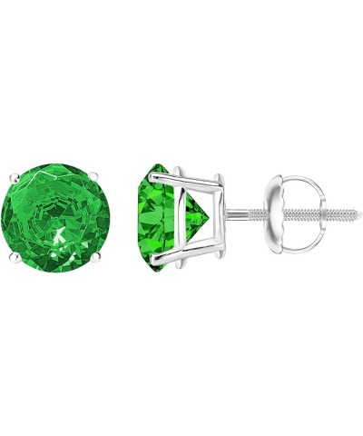 1/2-10 Carat Total Weight Emerald Stud Earrings 4 Prong Screw Back 1.5 Carat 14K White Gold $1.00 Earrings