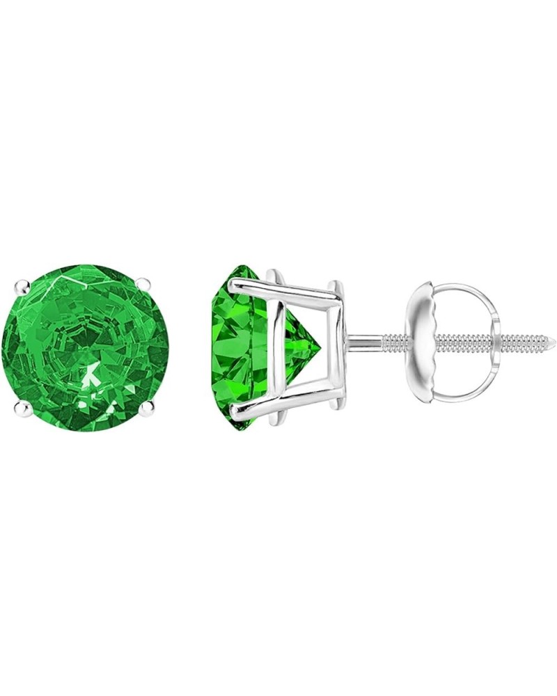 1/2-10 Carat Total Weight Emerald Stud Earrings 4 Prong Screw Back 1.5 Carat 14K White Gold $1.00 Earrings