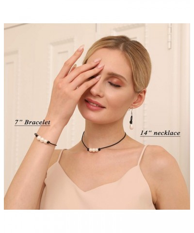 Three Pearl Bracelet for Women Cultured Freshwater Pearls Leather Jewelry Handmade Knot Bangles 7" Black $7.79 Bracelets