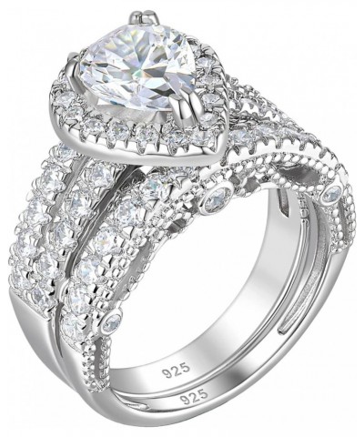 4 Carats Wedding Engagement Ring Set for Women 925 Sterling Silver Cubic Zirconia Size 4-13 Silver $26.31 Sets