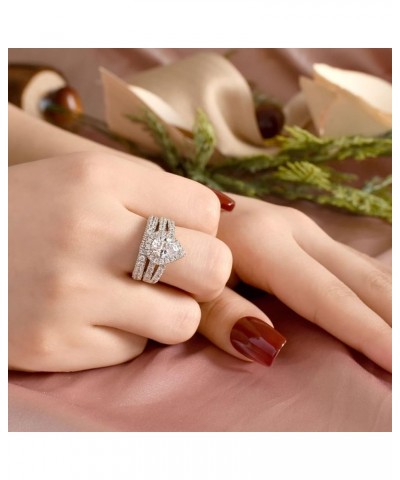 4 Carats Wedding Engagement Ring Set for Women 925 Sterling Silver Cubic Zirconia Size 4-13 Silver $26.31 Sets