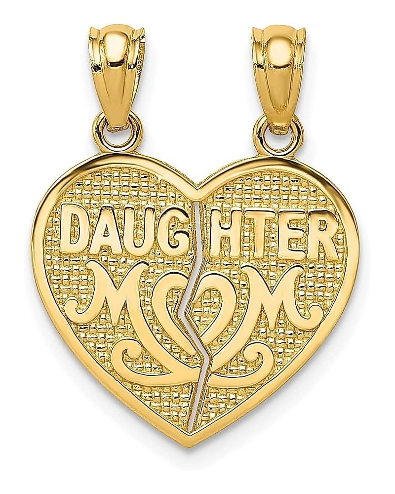 14k Yellow Gold Daughter Mom Break Apart Heart Necklace Charm Pendant Mot Breakapart Fine Jewelry For Women Gifts For Her $92...