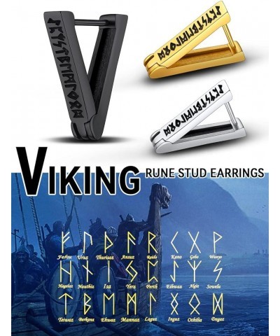 Norse Viking Runes Hoop Earrings for Men Women 12mm Huggie Huggie Hoop Earring Sturdy Stainless Steel Jewerly with Delicate G...