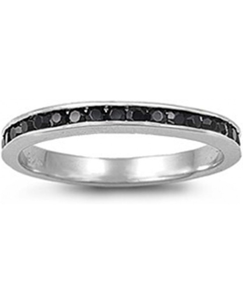 CHOOSE YOUR COLOR Sterling Silver Eternity Ring Black - Size 5 $14.09 Rings