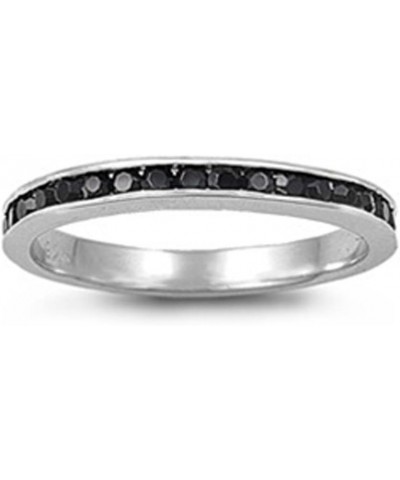 CHOOSE YOUR COLOR Sterling Silver Eternity Ring Black - Size 5 $14.09 Rings