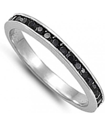 CHOOSE YOUR COLOR Sterling Silver Eternity Ring Black - Size 5 $14.09 Rings