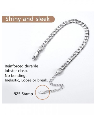 925 Sterling Silver Figaro/Cuban Link Italian Chain Bracelets for Women Men 3MM/5MM Width 6.3'' to 8.3'' Length Adjustable, w...