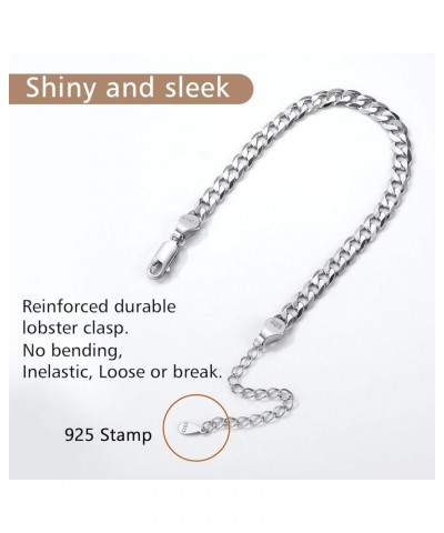 925 Sterling Silver Figaro/Cuban Link Italian Chain Bracelets for Women Men 3MM/5MM Width 6.3'' to 8.3'' Length Adjustable, w...