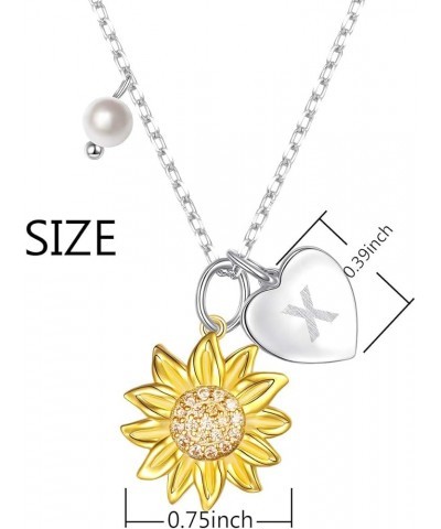 Sterling Silver Gold Tone Sunflower Initial 26 Letter Script Name Alphabet A to Z Necklace Personalized Pendant X-Sunflower $...