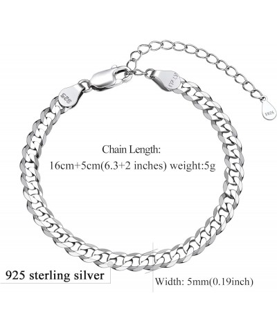 925 Sterling Silver Figaro/Cuban Link Italian Chain Bracelets for Women Men 3MM/5MM Width 6.3'' to 8.3'' Length Adjustable, w...