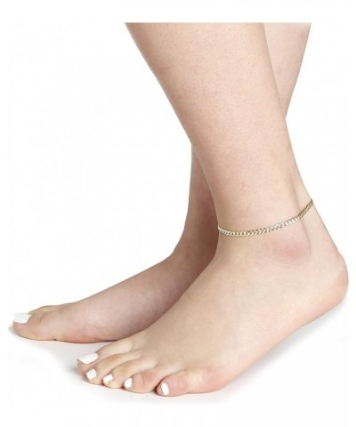 10k Fine gold 4mm Curb Cuban Chain Bracelet and Anklet 9.0 Inches White-and-yellow-gold $101.52 Anklets