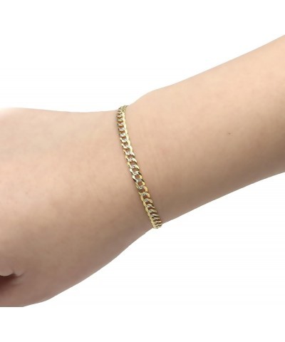 10k Fine gold 4mm Curb Cuban Chain Bracelet and Anklet 9.0 Inches White-and-yellow-gold $101.52 Anklets