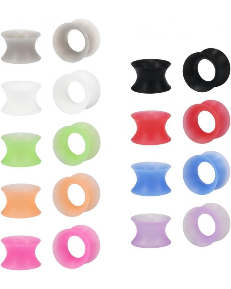 9 Pairs Ultra Thin Silicone Ear Skin Flexible Flesh Tunnel Expander Stretching Gauge Earlets Plug Gauges Kit Same Sizes 6G-12...