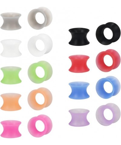 9 Pairs Ultra Thin Silicone Ear Skin Flexible Flesh Tunnel Expander Stretching Gauge Earlets Plug Gauges Kit Same Sizes 6G-12...