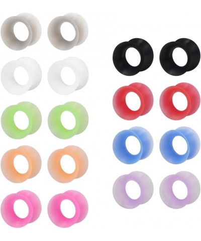 9 Pairs Ultra Thin Silicone Ear Skin Flexible Flesh Tunnel Expander Stretching Gauge Earlets Plug Gauges Kit Same Sizes 6G-12...