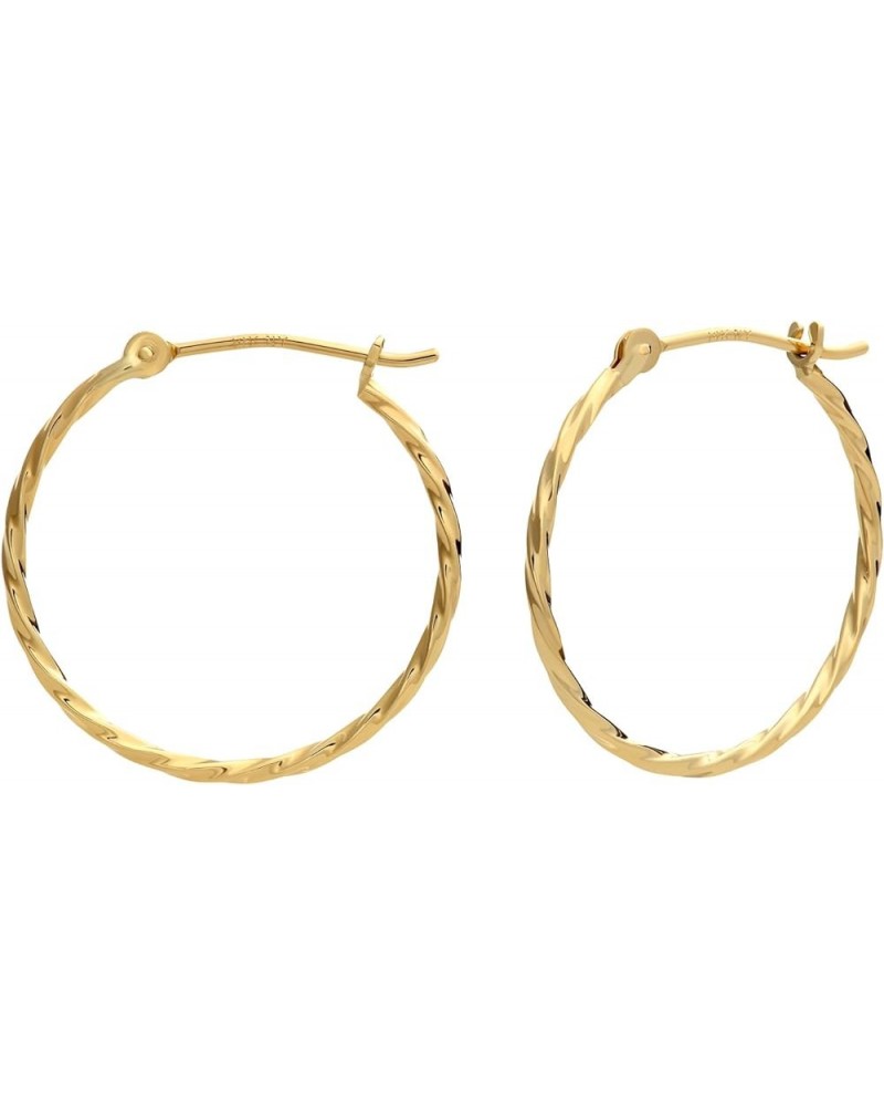 14k Yellow Gold Twisted Round Hoop Earrings 18mm $33.79 Earrings