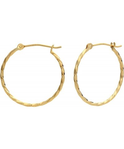 14k Yellow Gold Twisted Round Hoop Earrings 18mm $33.79 Earrings