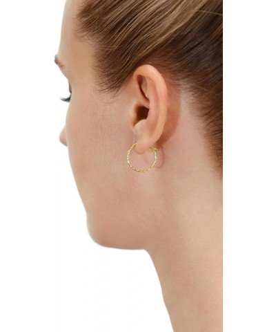 14k Yellow Gold Twisted Round Hoop Earrings 18mm $33.79 Earrings