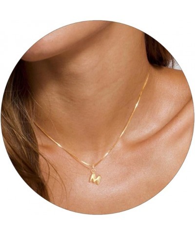 Gold Initial Necklaces for Women Girls, Dainty Gold Balloon Bubble Letter Necklace,14K Gold Plated Simple Necklace Puffy Name...