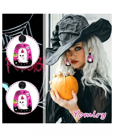 2023 Halloween Earrings for Women Girls Lightweight Acrylic Earrings Trendy Dangle Spooky Witches Pumpkin Spider Web Skeleton...