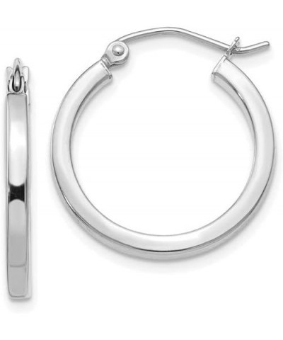 14k Gold Square-Tubed Hoop Earrings (2mm Thick) 20mm - White Gold $159.73 Earrings