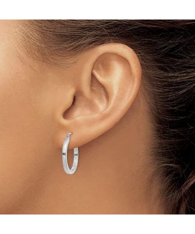 14k Gold Square-Tubed Hoop Earrings (2mm Thick) 20mm - White Gold $159.73 Earrings