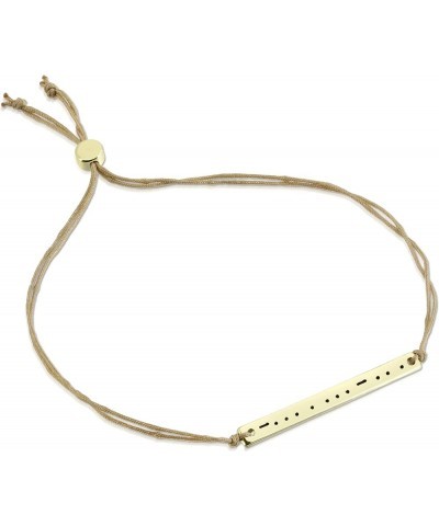 Morse Code Bracelets for Women and Girls - 14K Gold Dipped Bar with Secret Message Engraved on Adjustable 7" - 8" Cord - Frie...