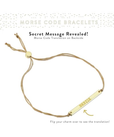 Morse Code Bracelets for Women and Girls - 14K Gold Dipped Bar with Secret Message Engraved on Adjustable 7" - 8" Cord - Frie...