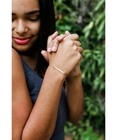 Morse Code Bracelets for Women and Girls - 14K Gold Dipped Bar with Secret Message Engraved on Adjustable 7" - 8" Cord - Frie...