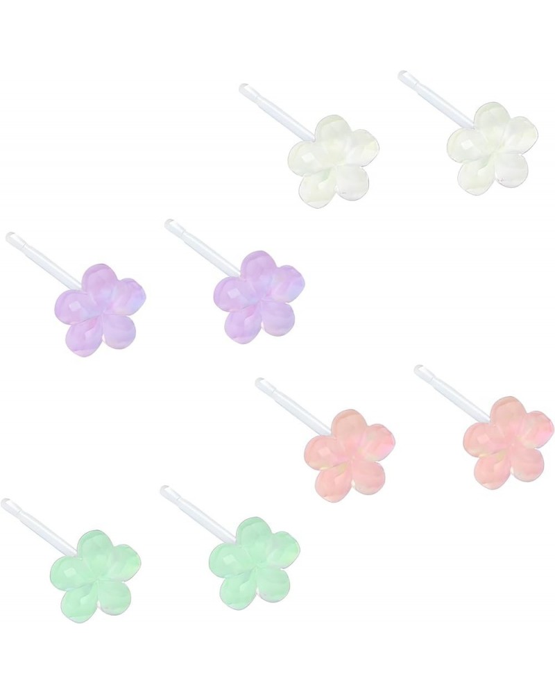 4/7 Pairs Colorful Flower Stud Earrings for Women Cute Dainty Small Plastic Flower Stud Earrings 4 Pairs $10.02 Earrings