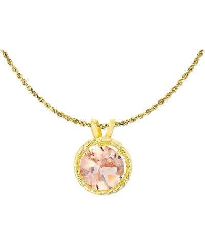 10K Yellow Gold 6mm Round Rope Frame Rabbit Ear 18" Rope Chain Necklace Morganite Yellow Gold $41.54 Necklaces