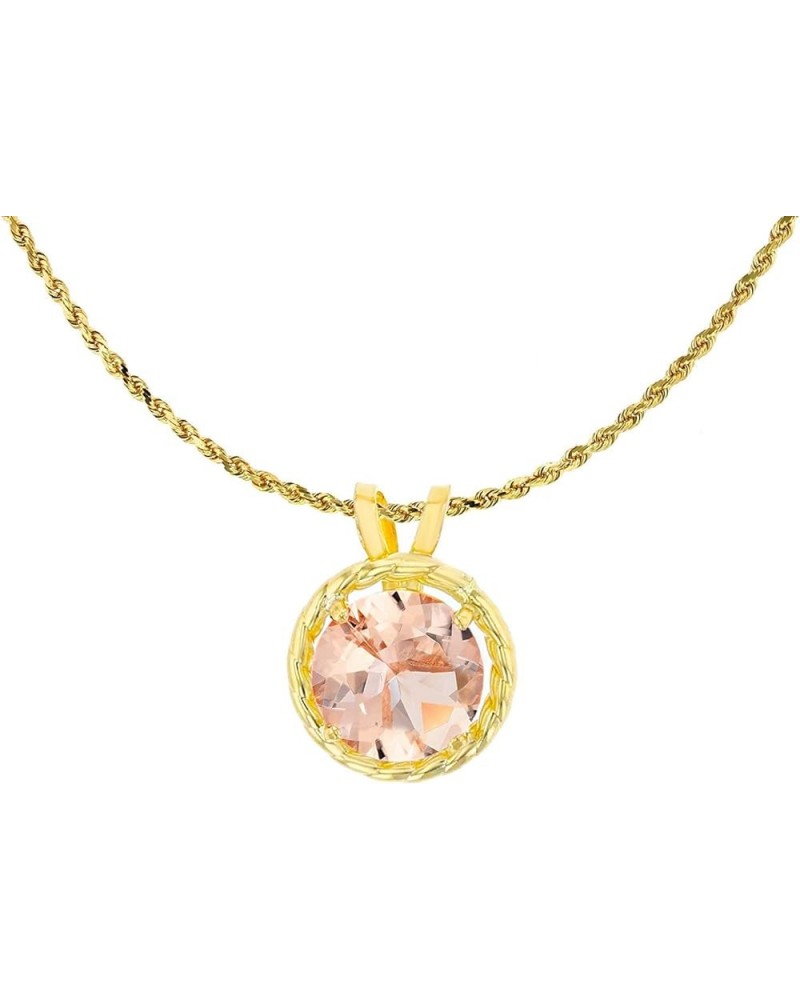 10K Yellow Gold 6mm Round Rope Frame Rabbit Ear 18" Rope Chain Necklace Morganite Yellow Gold $41.54 Necklaces