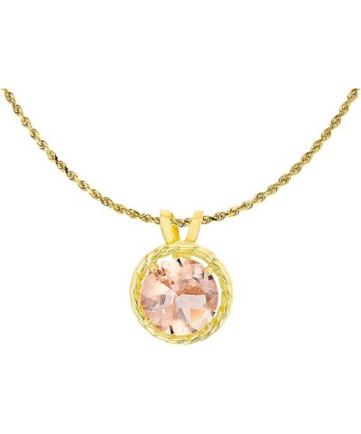 10K Yellow Gold 6mm Round Rope Frame Rabbit Ear 18" Rope Chain Necklace Morganite Yellow Gold $41.54 Necklaces